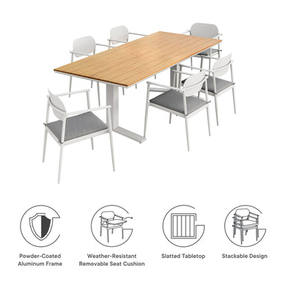 Modway - Aeris 7-Piece Outdoor Patio Aluminum Dining Set by Modway  Outdoor Furniture Bar and Dining Gray - EEI-7441-WHI-LGR-SET
