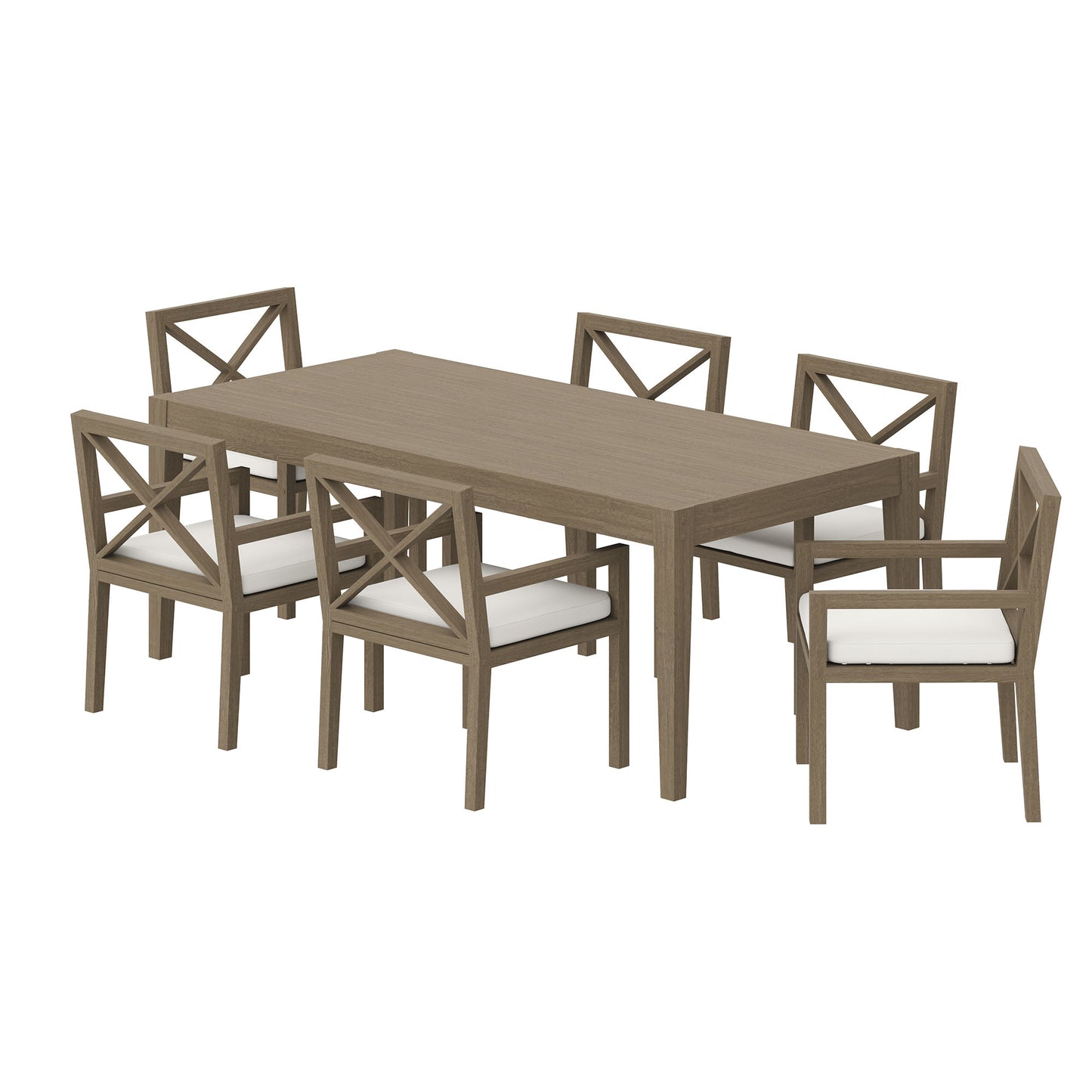 Modway - Northlake 7-Piece Outdoor Patio Teak Wood Dining Set by Modway  Outdoor Furniture Bar and Dining Gray - EEI-7445-WGR-WHI