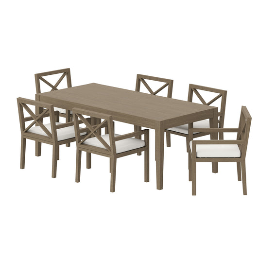 Modway - Northlake 7-Piece Outdoor Patio Teak Wood Dining Set by Modway  Outdoor Furniture Bar and Dining Gray - EEI-7445-WGR-WHI