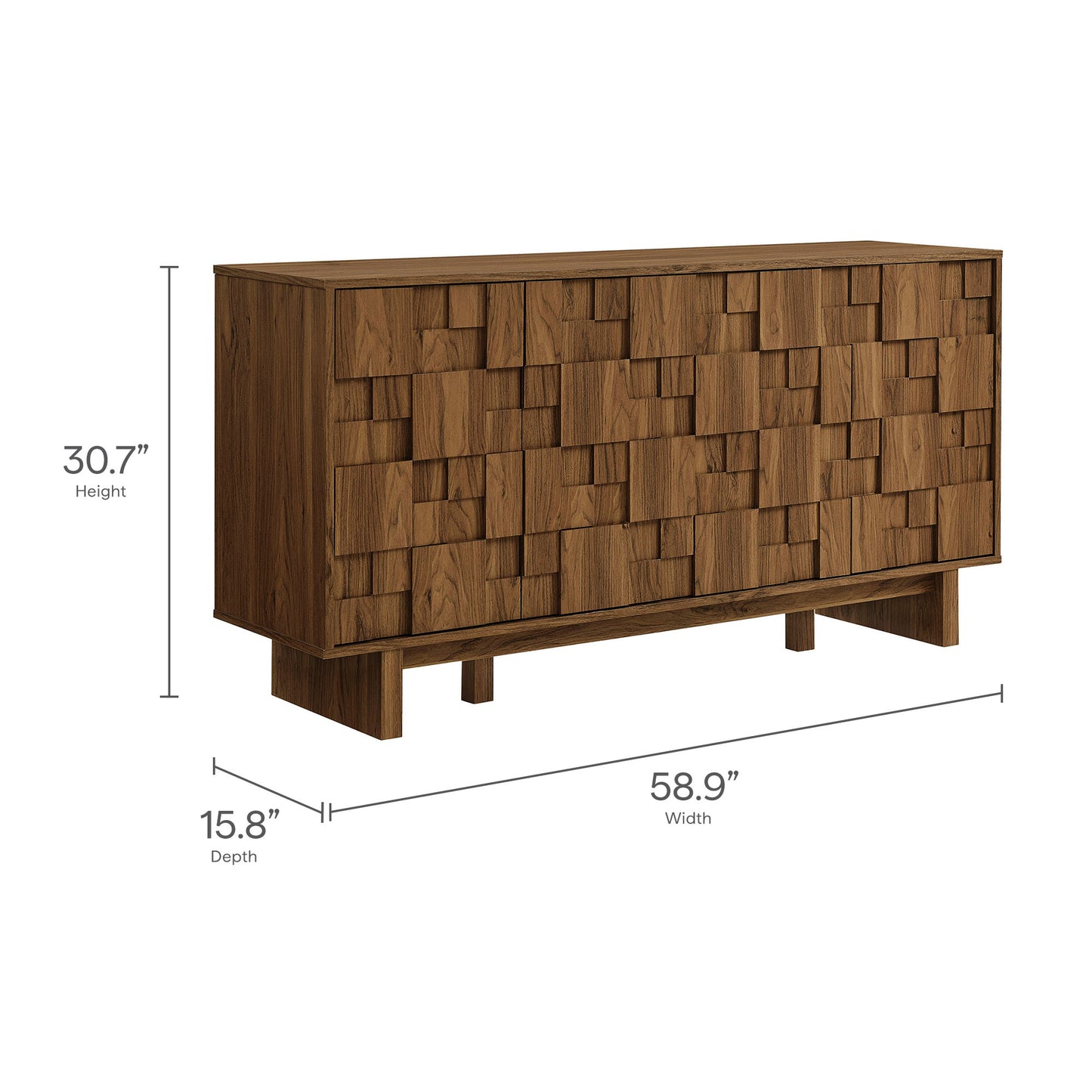 Modway - Owen 59 Inch 4 Door Geometric Sideboard by Modway Living Room  Walnut - EEI-7448-WAL