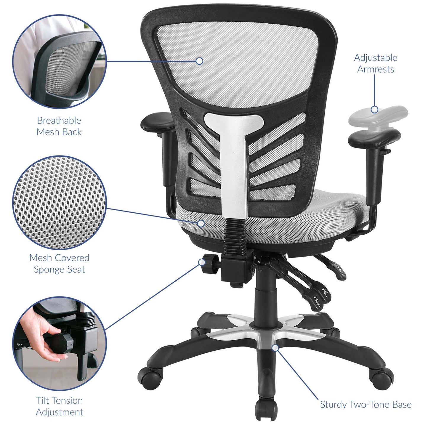 Modway - Articulate Mesh Office Chair by Modway  Office Furniture Office Chairs Gray - EEI-757-GRY