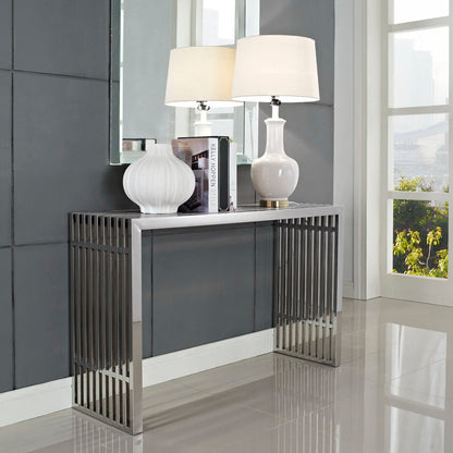 Modway - Gridiron Console Table by Modway  Living Room Tables Silver - EEI-779-SLV
