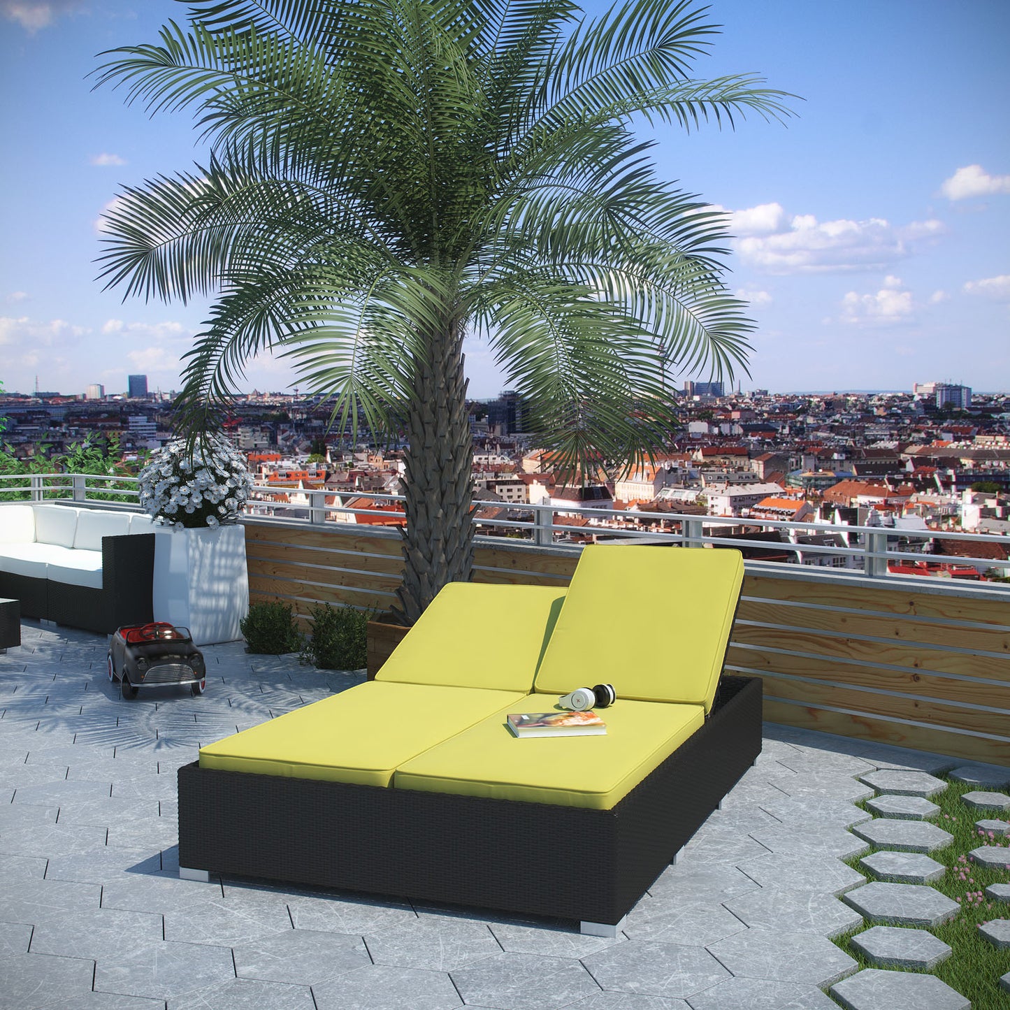 Modway Outlet Evince Double Outdoor Patio Chaise by Modway  Outdoor Furniture Furniture Espresso Peridot - EEI-787-EXP-PER