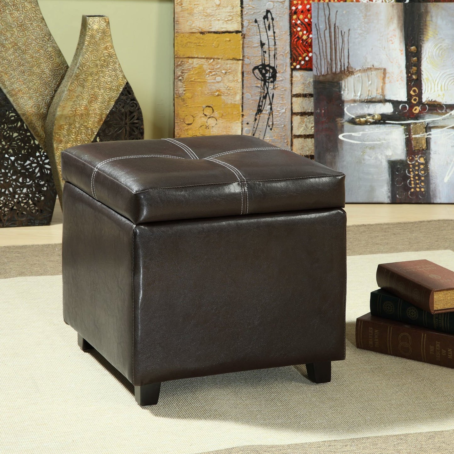 Modway - Treasure Upholstered Vinyl Ottoman by Modway  Living Room Sofas and Armchairs Brown - EEI-814-BRN