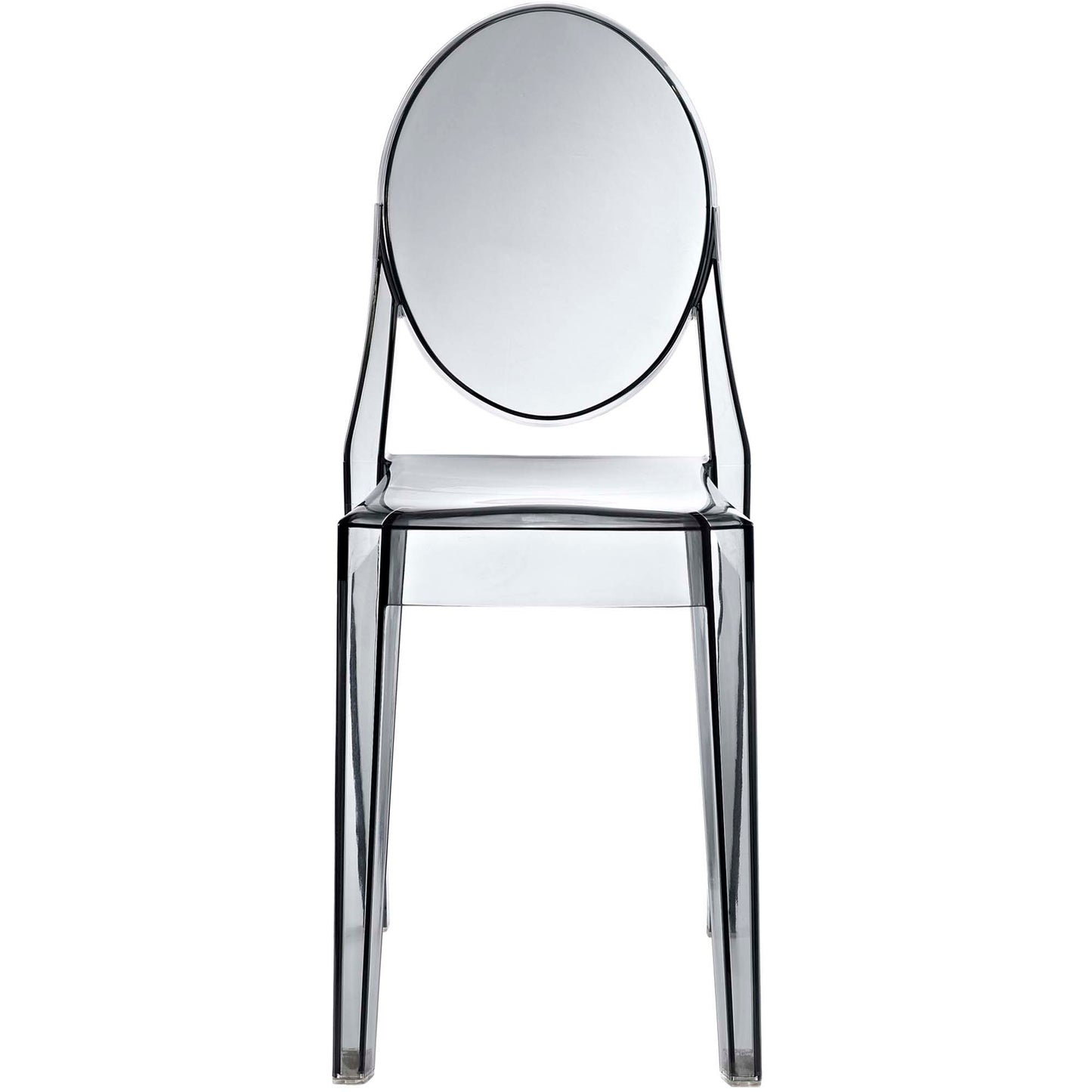 Smoked clear acrylic dining chairs, set of 2, sleek modern seating.