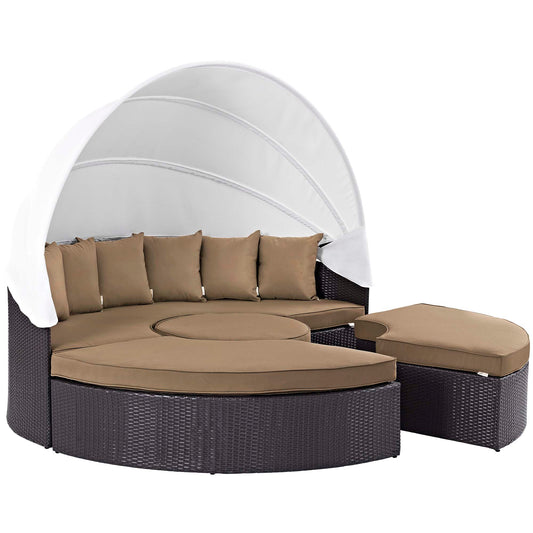Modway Outlet Quest Outdoor Patio Wicker Rattan Canopy Sectional Daybed by Modway  Outdoor Furniture Furniture Espresso Mocha - EEI-983-EXP-MOC-SET