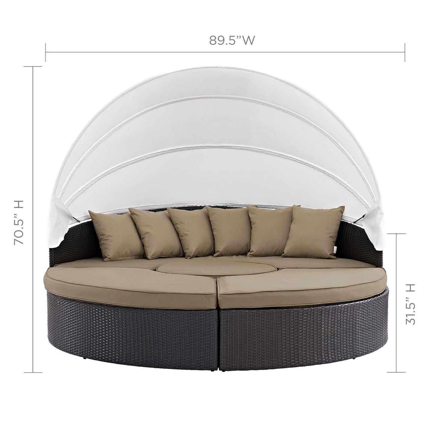 Modway Outlet Quest Outdoor Patio Wicker Rattan Canopy Sectional Daybed by Modway  Outdoor Furniture Furniture Espresso Mocha - EEI-983-EXP-MOC-SET