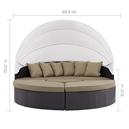 Modway Outlet Quest Outdoor Patio Wicker Rattan Canopy Sectional Daybed by Modway  Outdoor Furniture Furniture Espresso Mocha - EEI-983-EXP-MOC-SET