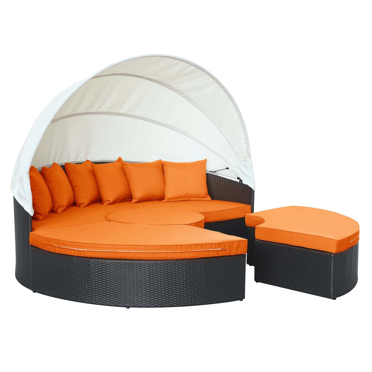 Modway Outlet Quest Outdoor Patio Wicker Rattan Canopy Sectional Daybed by Modway  Outdoor Furniture Furniture Espresso Orange - EEI-983-EXP-ORA-SET