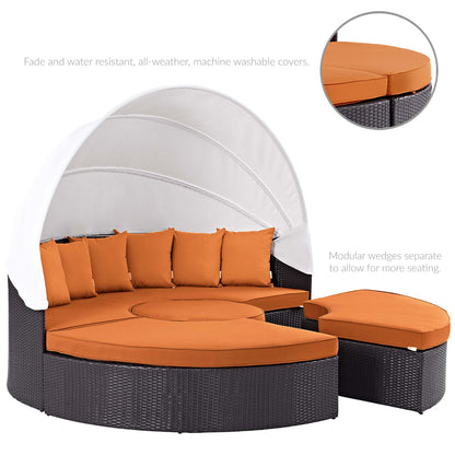 Modway Outlet Quest Outdoor Patio Wicker Rattan Canopy Sectional Daybed by Modway  Outdoor Furniture Furniture Espresso Orange - EEI-983-EXP-ORA-SET