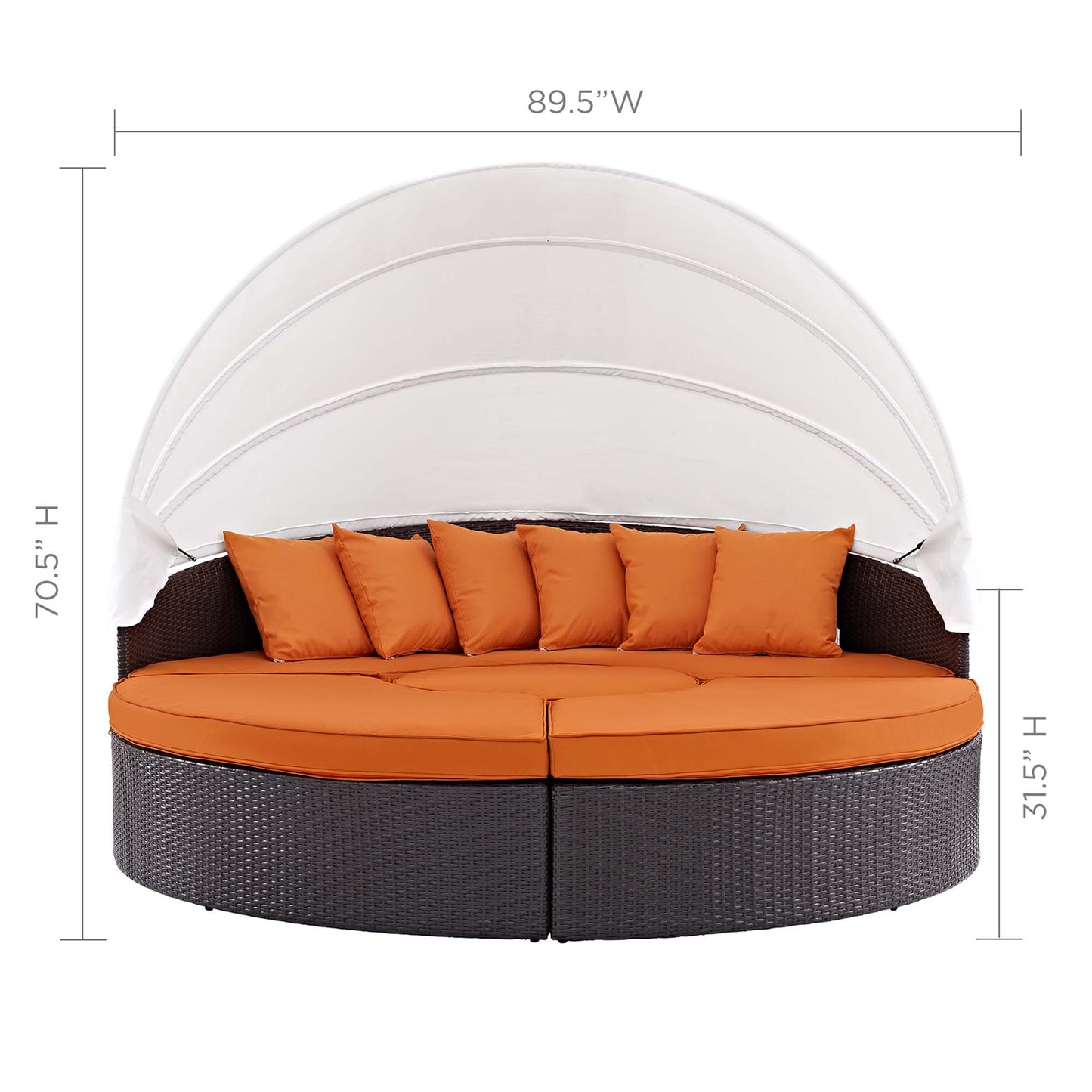 Modway Outlet Quest Outdoor Patio Wicker Rattan Canopy Sectional Daybed by Modway  Outdoor Furniture Furniture Espresso Orange - EEI-983-EXP-ORA-SET