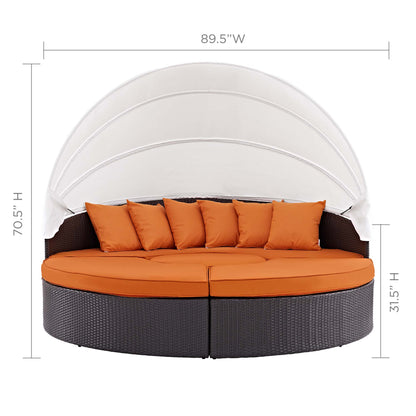 Modway Outlet Quest Outdoor Patio Wicker Rattan Canopy Sectional Daybed by Modway  Outdoor Furniture Furniture Espresso Orange - EEI-983-EXP-ORA-SET