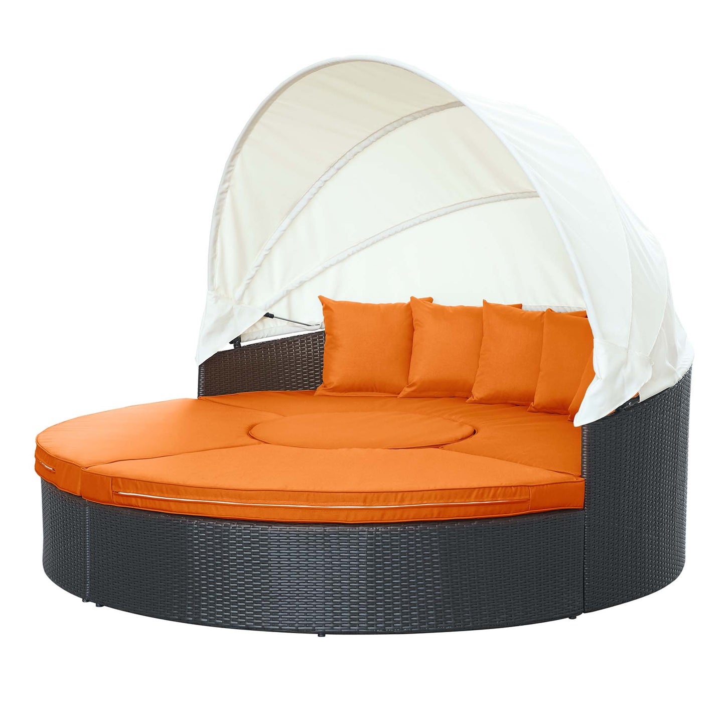 Modway Outlet Quest Outdoor Patio Wicker Rattan Canopy Sectional Daybed by Modway  Outdoor Furniture Furniture Espresso Orange - EEI-983-EXP-ORA-SET