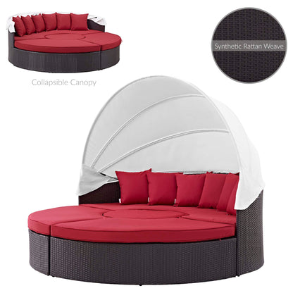 Modway Outlet Quest Outdoor Patio Wicker Rattan Canopy Sectional Daybed by Modway  Outdoor Furniture Furniture Espresso Red - EEI-983-EXP-RED-SET