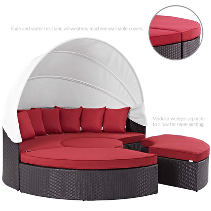 Modway Outlet Quest Outdoor Patio Wicker Rattan Canopy Sectional Daybed by Modway  Outdoor Furniture Furniture Espresso Red - EEI-983-EXP-RED-SET
