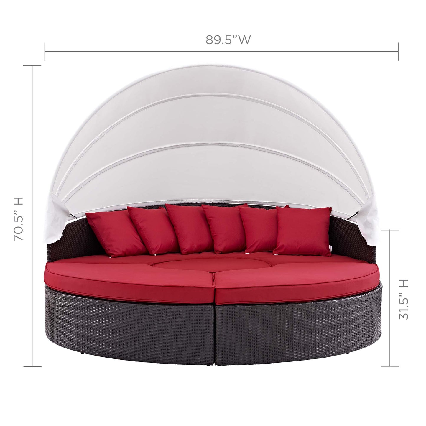 Modway Outlet Quest Outdoor Patio Wicker Rattan Canopy Sectional Daybed by Modway  Outdoor Furniture Furniture Espresso Red - EEI-983-EXP-RED-SET