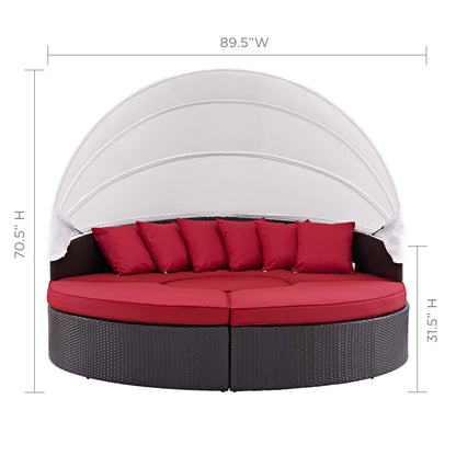 Modway Outlet Quest Outdoor Patio Wicker Rattan Canopy Sectional Daybed by Modway  Outdoor Furniture Furniture Espresso Red - EEI-983-EXP-RED-SET