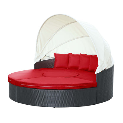 Modway Outlet Quest Outdoor Patio Wicker Rattan Canopy Sectional Daybed by Modway  Outdoor Furniture Furniture Espresso Red - EEI-983-EXP-RED-SET