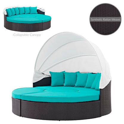 Modway Outlet Quest Outdoor Patio Wicker Rattan Canopy Sectional Daybed by Modway  Outdoor Furniture Furniture Espresso Turquoise - EEI-983-EXP-TRQ-SET