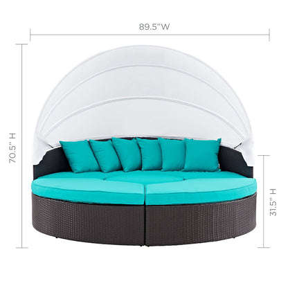 Modway Outlet Quest Outdoor Patio Wicker Rattan Canopy Sectional Daybed by Modway  Outdoor Furniture Furniture Espresso Turquoise - EEI-983-EXP-TRQ-SET