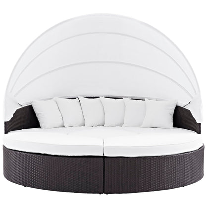Modway Outlet Quest Outdoor Patio Wicker Rattan Canopy Sectional Daybed by Modway  Outdoor Furniture Furniture Espresso White - EEI-983-EXP-WHI-SET