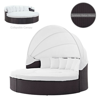 Modway Outlet Quest Outdoor Patio Wicker Rattan Canopy Sectional Daybed by Modway  Outdoor Furniture Furniture Espresso White - EEI-983-EXP-WHI-SET