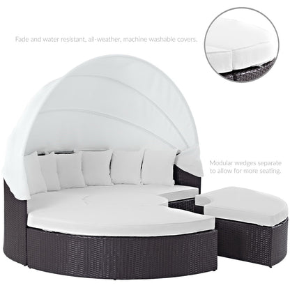 Modway Outlet Quest Outdoor Patio Wicker Rattan Canopy Sectional Daybed by Modway  Outdoor Furniture Furniture Espresso White - EEI-983-EXP-WHI-SET
