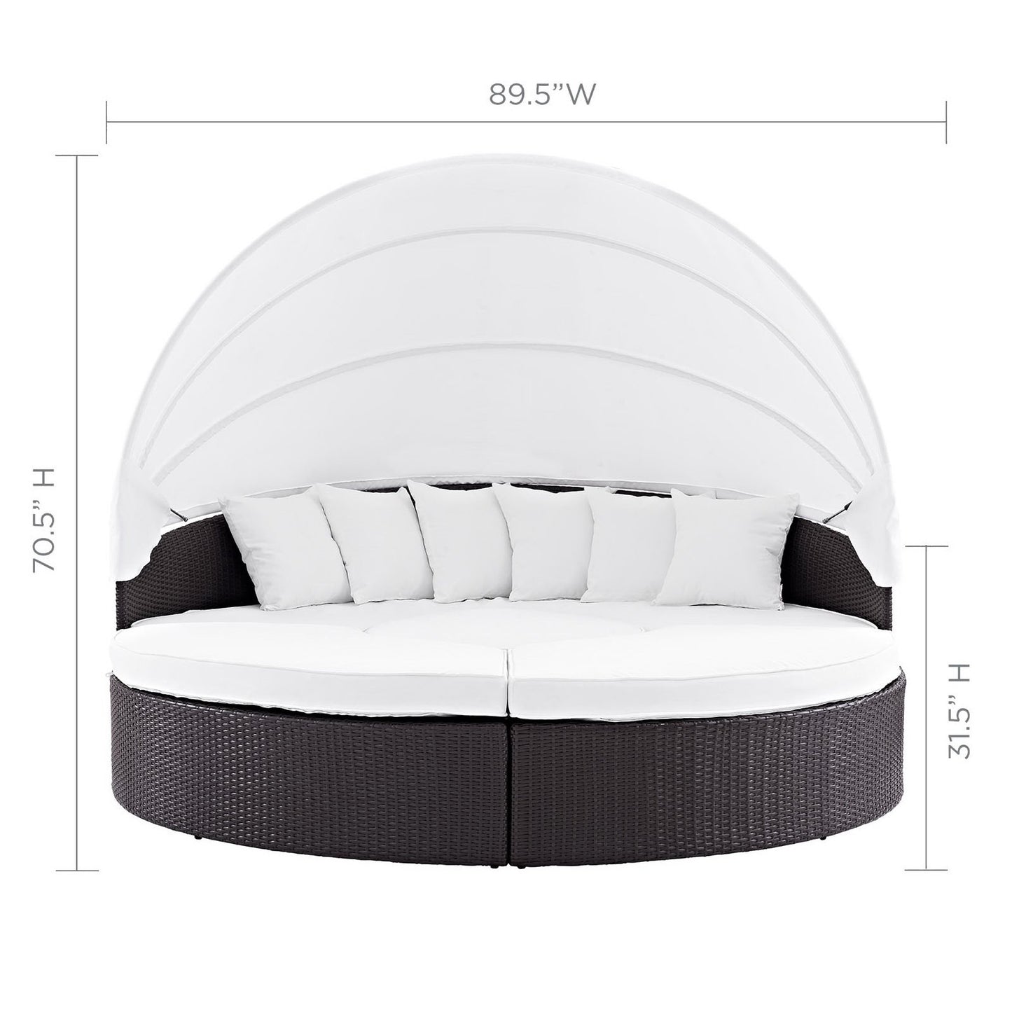 Modway Outlet Quest Outdoor Patio Wicker Rattan Canopy Sectional Daybed by Modway  Outdoor Furniture Furniture Espresso White - EEI-983-EXP-WHI-SET