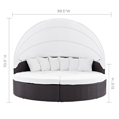 Modway Outlet Quest Outdoor Patio Wicker Rattan Canopy Sectional Daybed by Modway  Outdoor Furniture Furniture Espresso White - EEI-983-EXP-WHI-SET