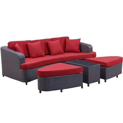 Modway Outlet Monterey 4 Piece Outdoor Patio Sofa Set by Modway  Outdoor Furniture Furniture Brown Red - EEI-992-BRN-RED-SET