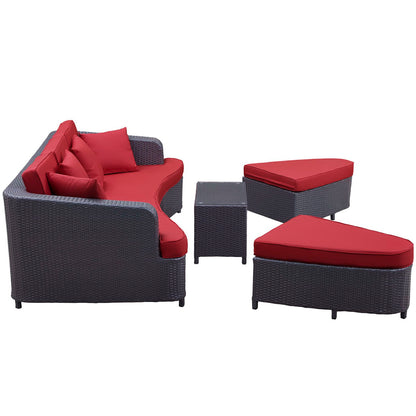 Modway Outlet Monterey 4 Piece Outdoor Patio Sofa Set by Modway  Outdoor Furniture Furniture Brown Red - EEI-992-BRN-RED-SET