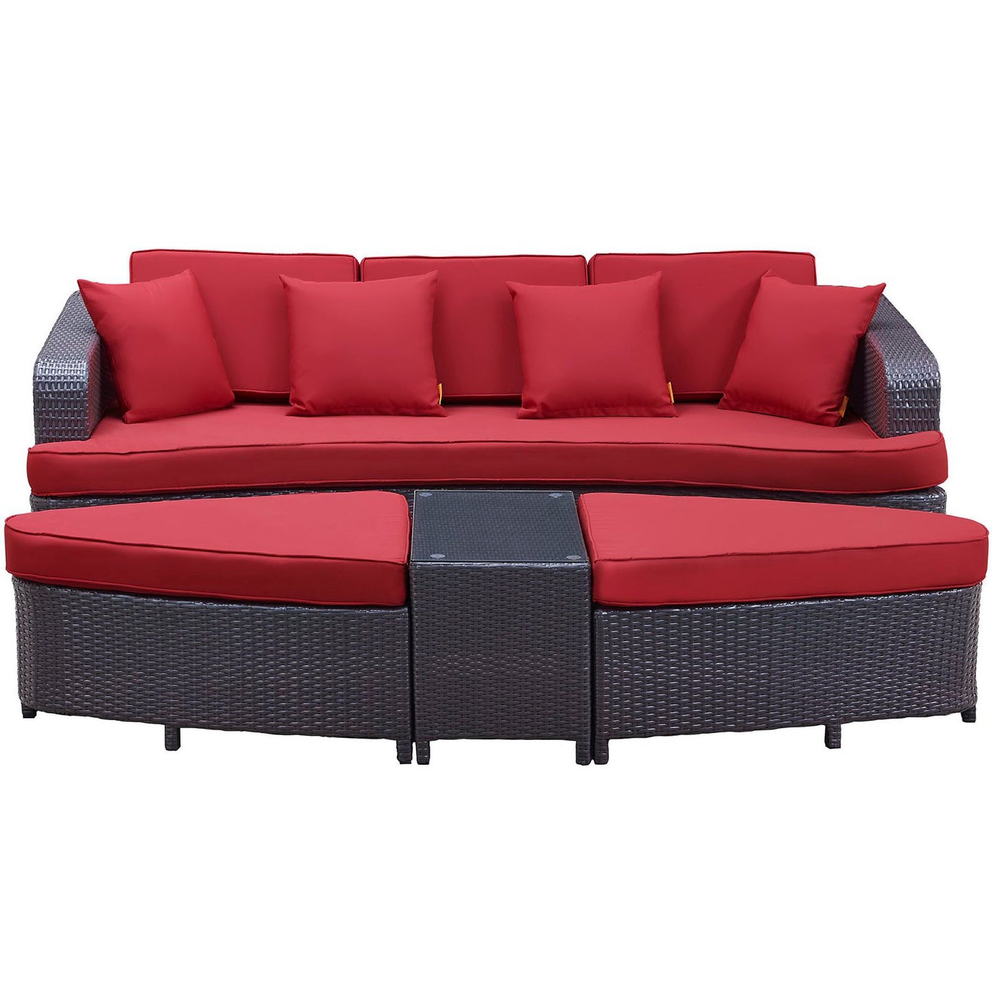Modway Outlet Monterey 4 Piece Outdoor Patio Sofa Set by Modway  Outdoor Furniture Furniture Brown Red - EEI-992-BRN-RED-SET