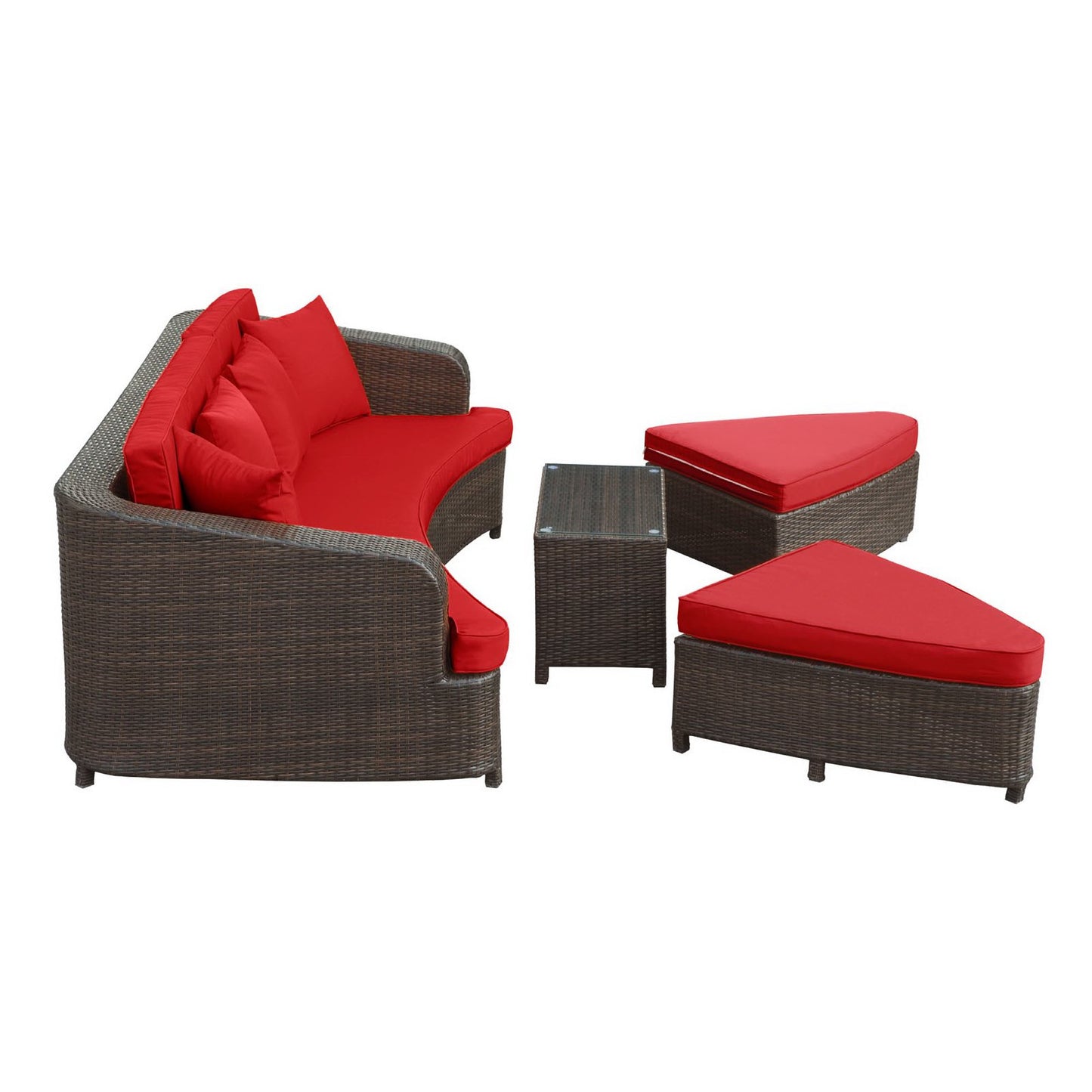 Modway Outlet Monterey 4 Piece Outdoor Patio Sofa Set by Modway  Outdoor Furniture Furniture Brown Red - EEI-992-BRN-RED-SET