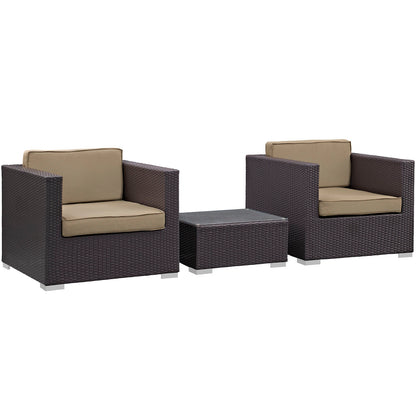Modway - Burrow 3 Piece Outdoor Patio Sofa Set by Modway  Outdoor Furniture Sofa Sectionals Brown - EEI-995-EXP-MOC-SET