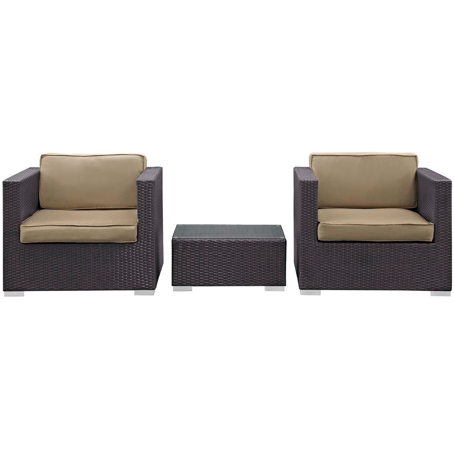 Modway - Burrow 3 Piece Outdoor Patio Sofa Set by Modway  Outdoor Furniture Sofa Sectionals Brown - EEI-995-EXP-MOC-SET