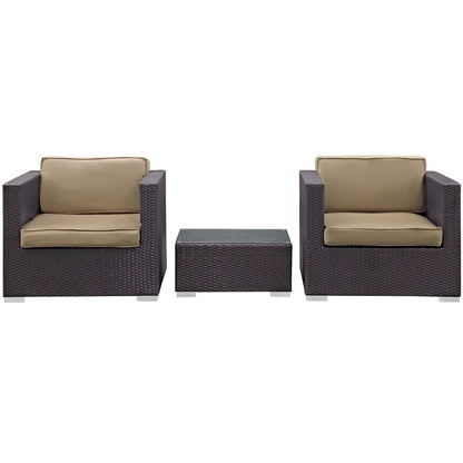 Modway - Burrow 3 Piece Outdoor Patio Sofa Set by Modway  Outdoor Furniture Sofa Sectionals Brown - EEI-995-EXP-MOC-SET