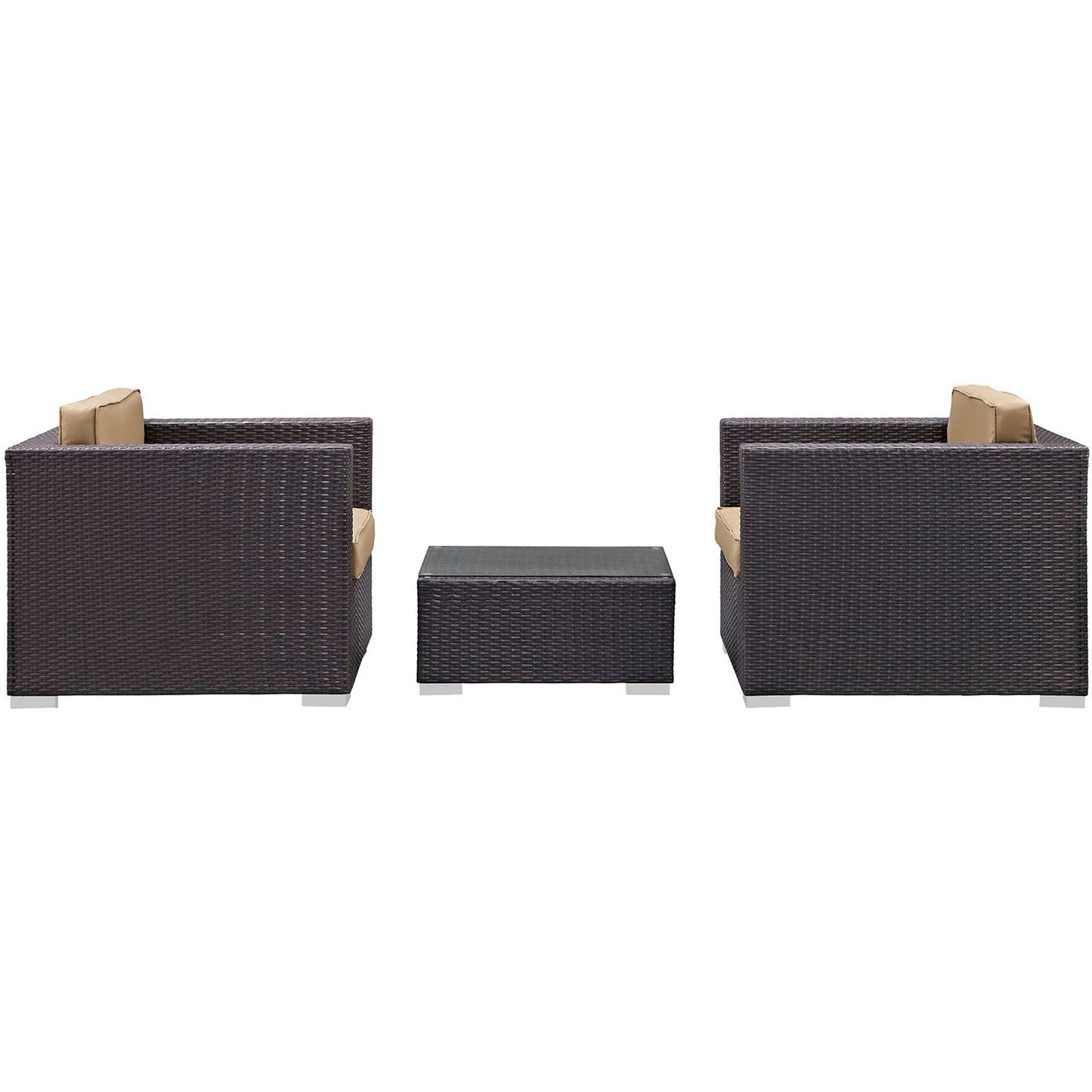 Modway - Burrow 3 Piece Outdoor Patio Sofa Set by Modway  Outdoor Furniture Sofa Sectionals Brown - EEI-995-EXP-MOC-SET