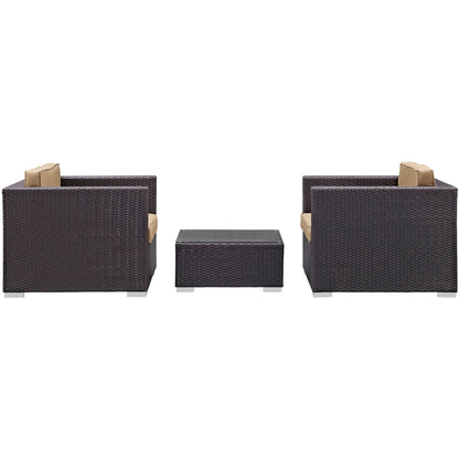 Modway - Burrow 3 Piece Outdoor Patio Sofa Set by Modway  Outdoor Furniture Sofa Sectionals Brown - EEI-995-EXP-MOC-SET