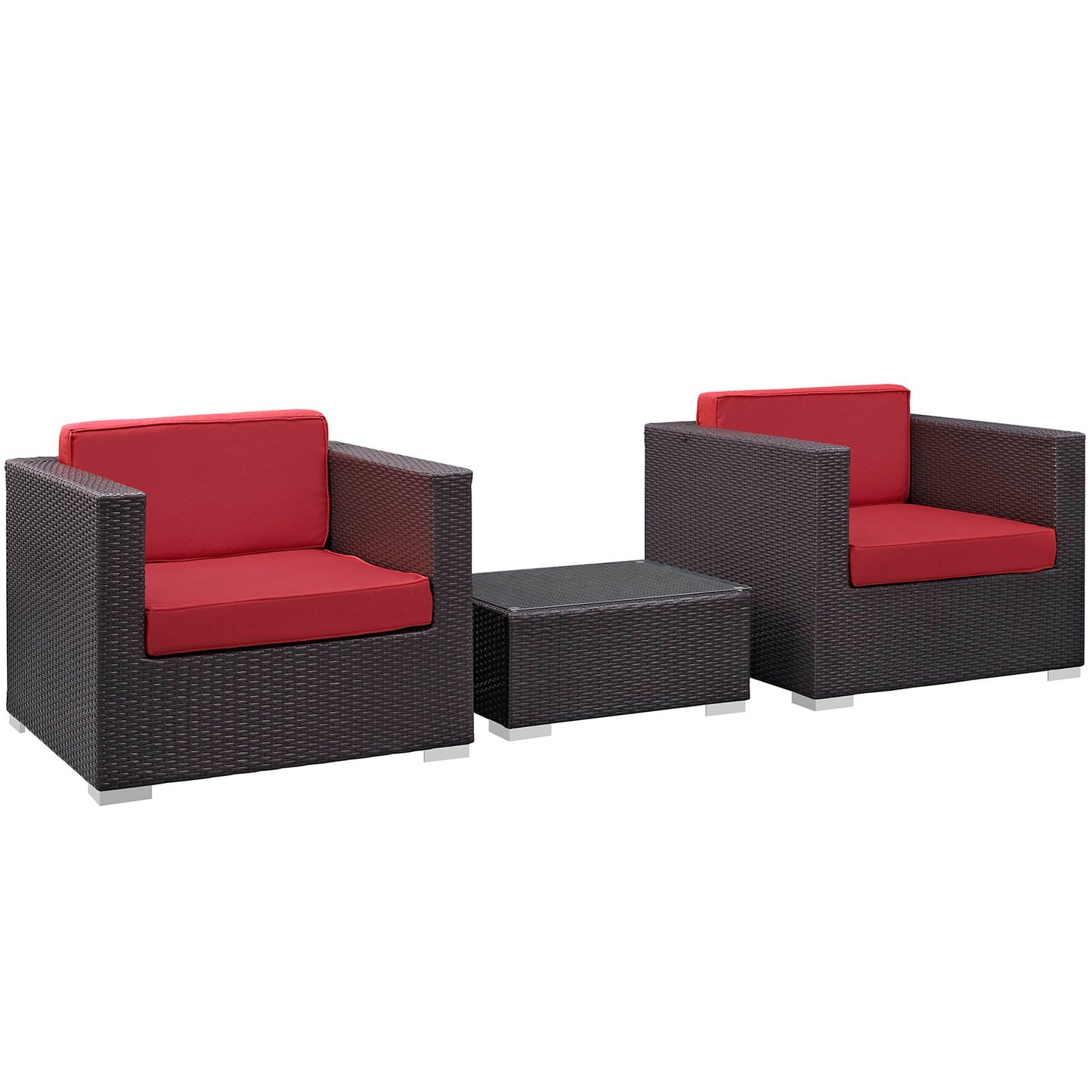 Modway Outlet Burrow 3 Piece Outdoor Patio Sofa Set by Modway  Outdoor Furniture Furniture Espresso Red - EEI-995-EXP-RED-SET