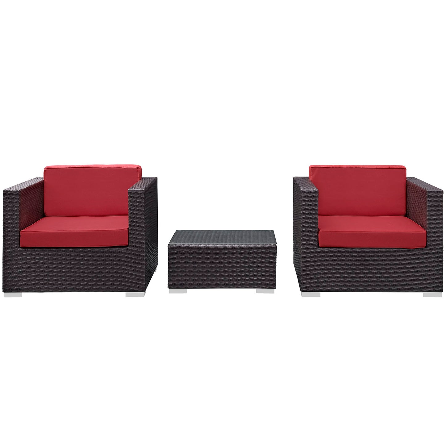 Modway Outlet Burrow 3 Piece Outdoor Patio Sofa Set by Modway  Outdoor Furniture Furniture Espresso Red - EEI-995-EXP-RED-SET