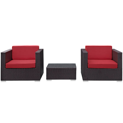 Modway Outlet Burrow 3 Piece Outdoor Patio Sofa Set by Modway  Outdoor Furniture Furniture Espresso Red - EEI-995-EXP-RED-SET