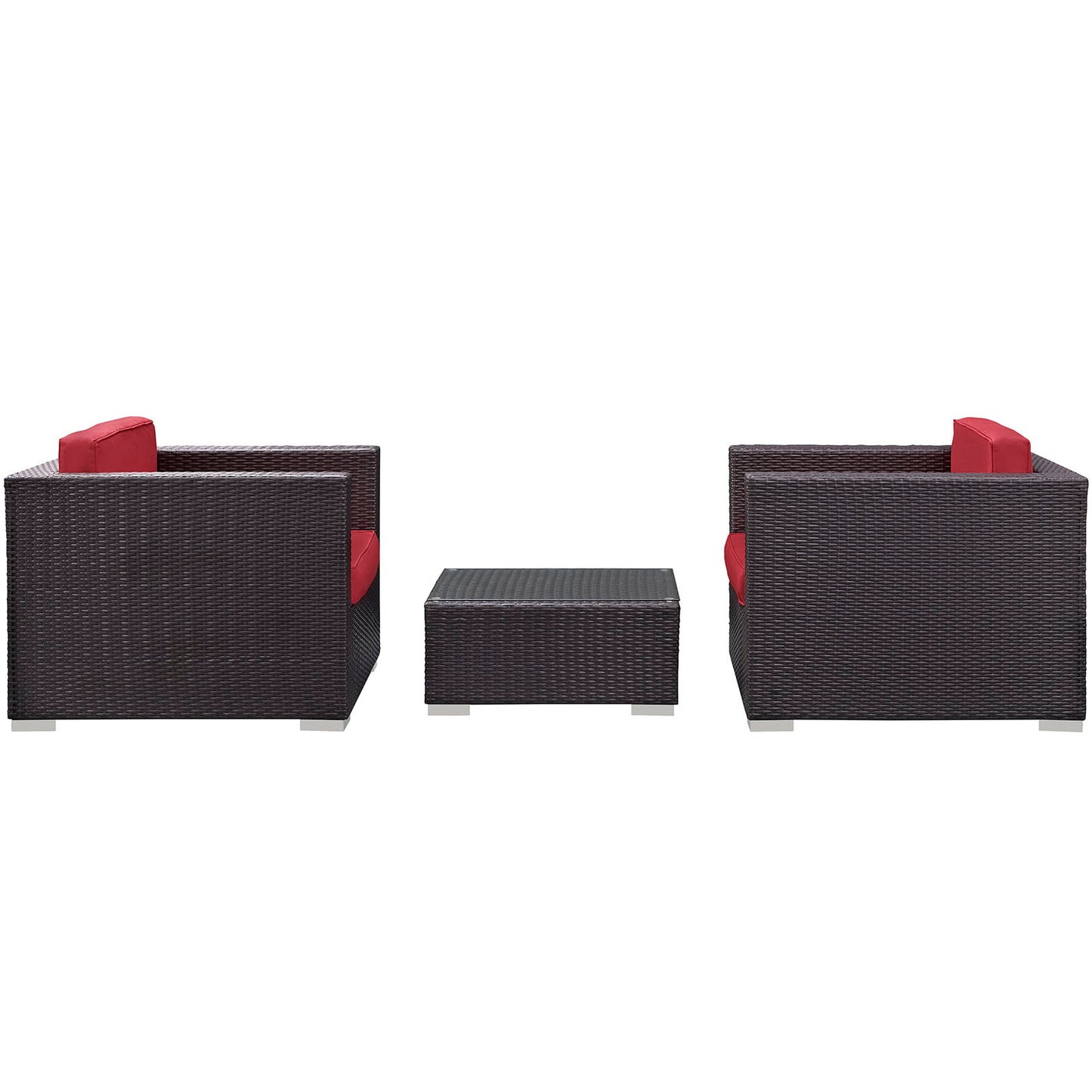 Modway Outlet Burrow 3 Piece Outdoor Patio Sofa Set by Modway  Outdoor Furniture Furniture Espresso Red - EEI-995-EXP-RED-SET