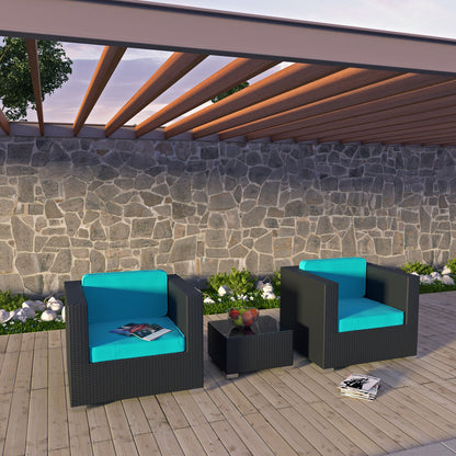 Modway Outlet Burrow 3 Piece Outdoor Patio Sofa Set by Modway  Outdoor Furniture Furniture Espresso Turquoise - EEI-995-EXP-TRQ-SET