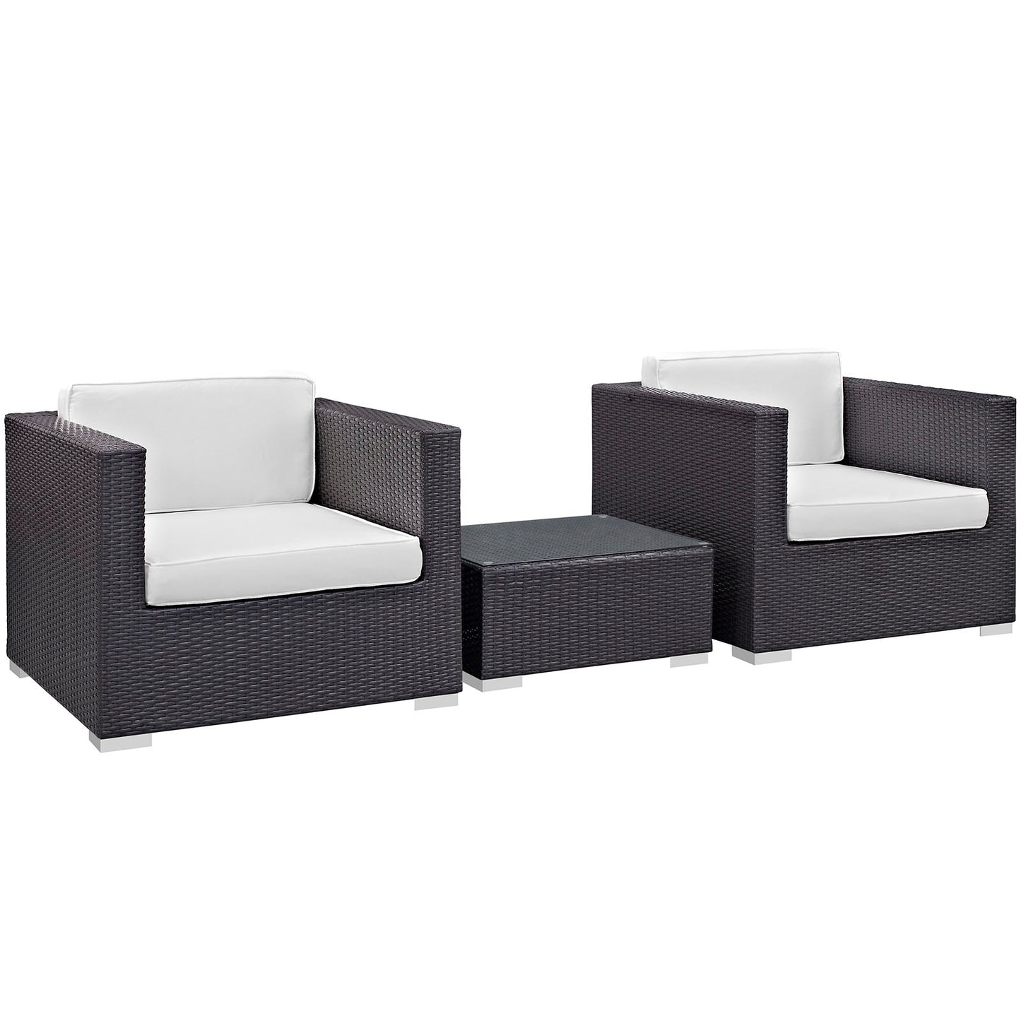 Modway - Burrow 3 Piece Outdoor Patio Sofa Set by Modway  Outdoor Furniture Sofa Sectionals White - EEI-995-EXP-WHI-SET