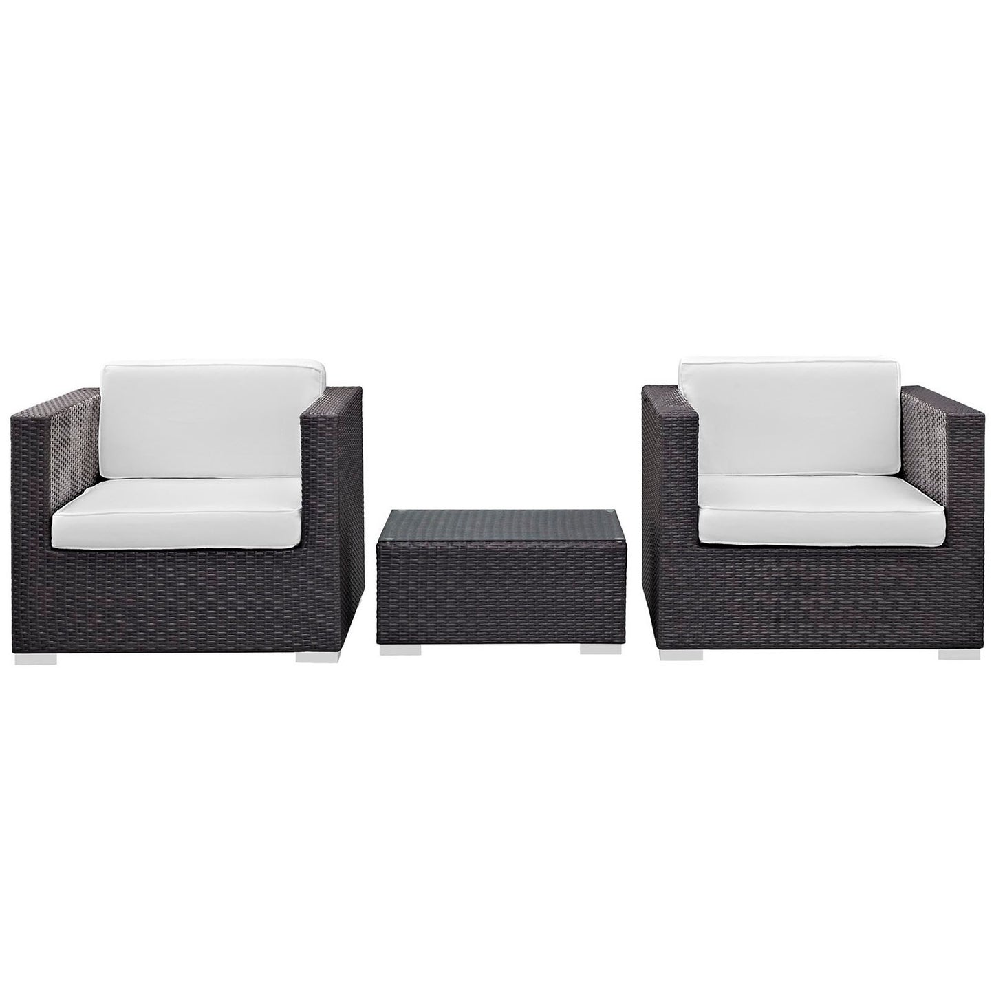 Modway - Burrow 3 Piece Outdoor Patio Sofa Set by Modway  Outdoor Furniture Sofa Sectionals White - EEI-995-EXP-WHI-SET