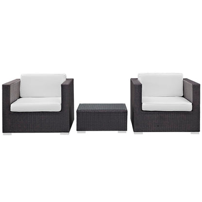 Modway - Burrow 3 Piece Outdoor Patio Sofa Set by Modway  Outdoor Furniture Sofa Sectionals White - EEI-995-EXP-WHI-SET