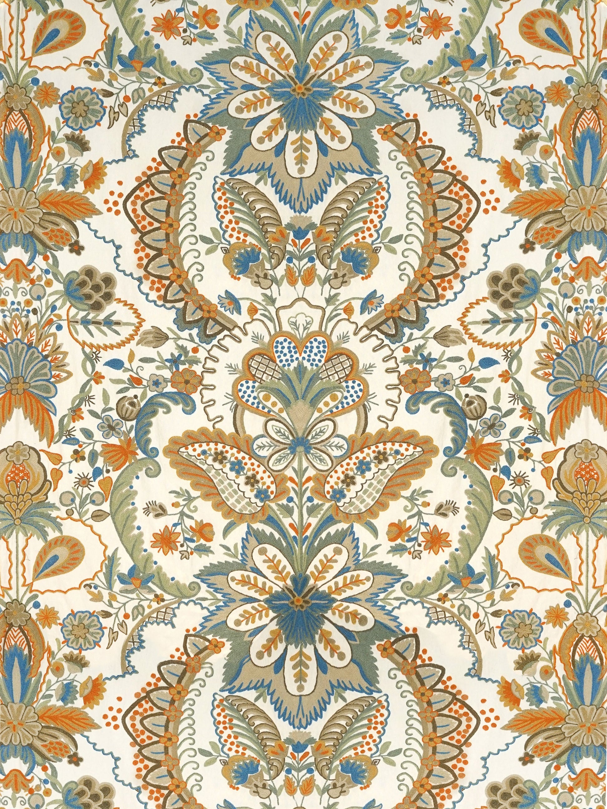 SCALAMANDRE  LALITA CREWEL FABRIC ANTIQUE   - EG 00022390