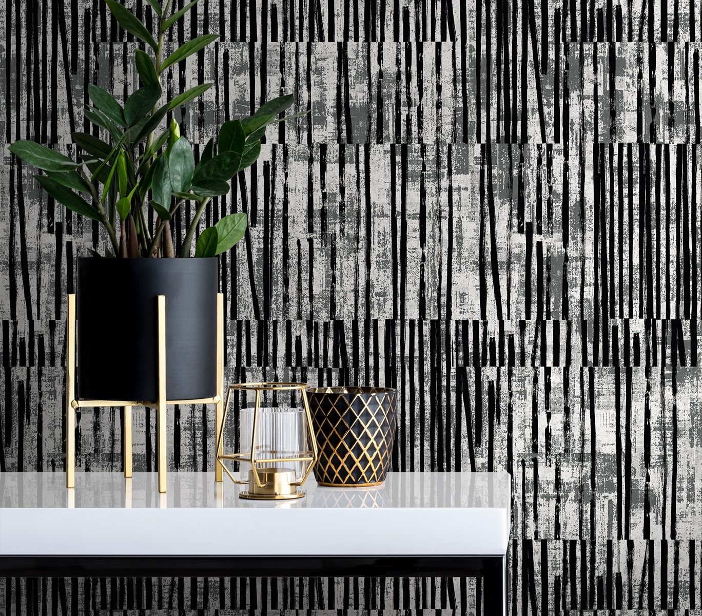 Seabrook Designs  Serapha Lines Striped Contemporary Blacks   - EL20000