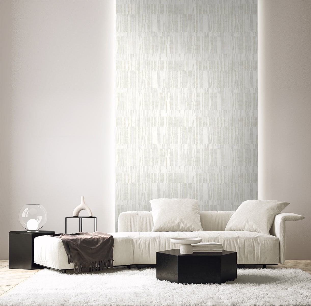 Seabrook Designs  Serapha Lines Striped Contemporary Whites, Off Whites   - EL20005