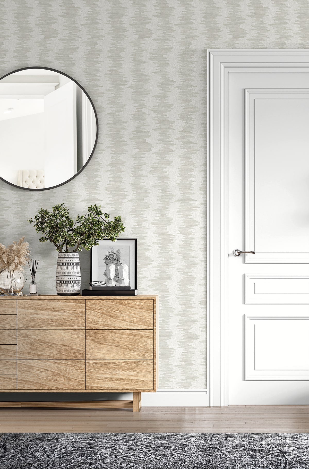 Seabrook Designs  Noctara Striped Contemporary Whites, Off Whites   - EL20207